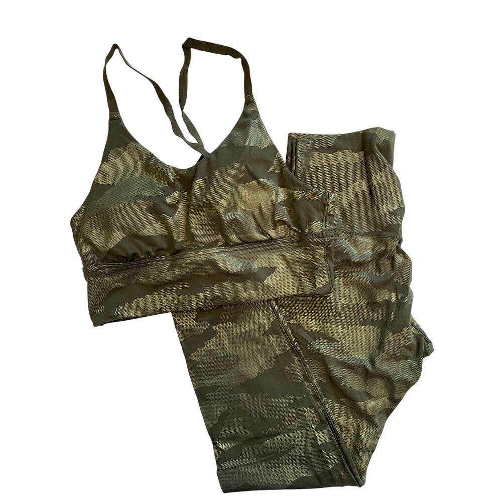 Aerie Offline Metallic Green Camo Active Set Size Small